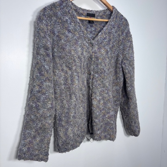 Sigrid Olsen Women's Cardigan Sweater Size S Button Up Purple Gray Wool Blend - Picture 1 of 6